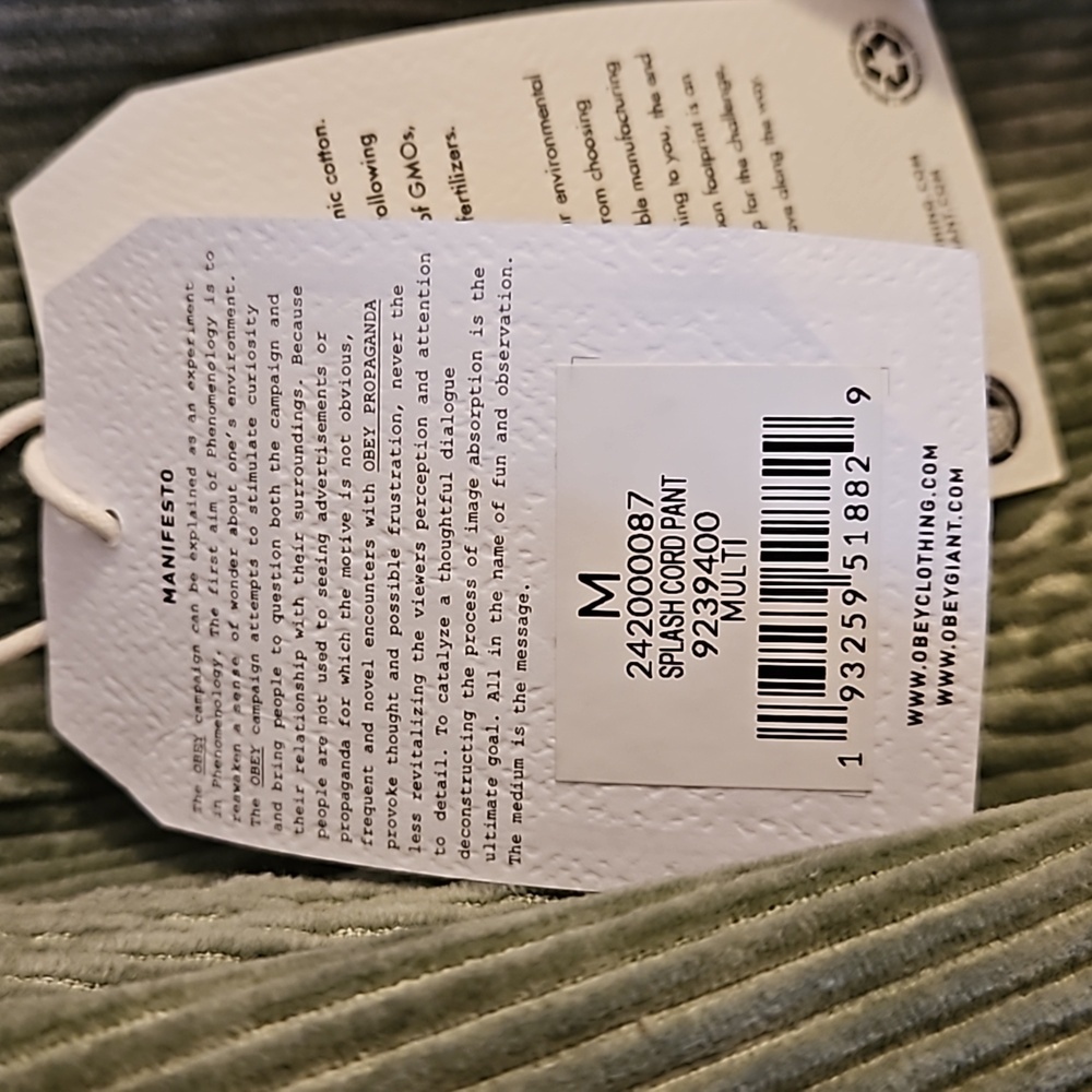 Obey Splash Corduroy Pants Multicolor Pink Blue Yellow Green - Picture 9 of 10